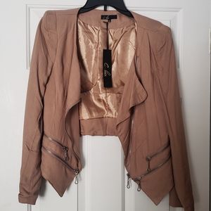 Retro 80s Tan Crop Jacket